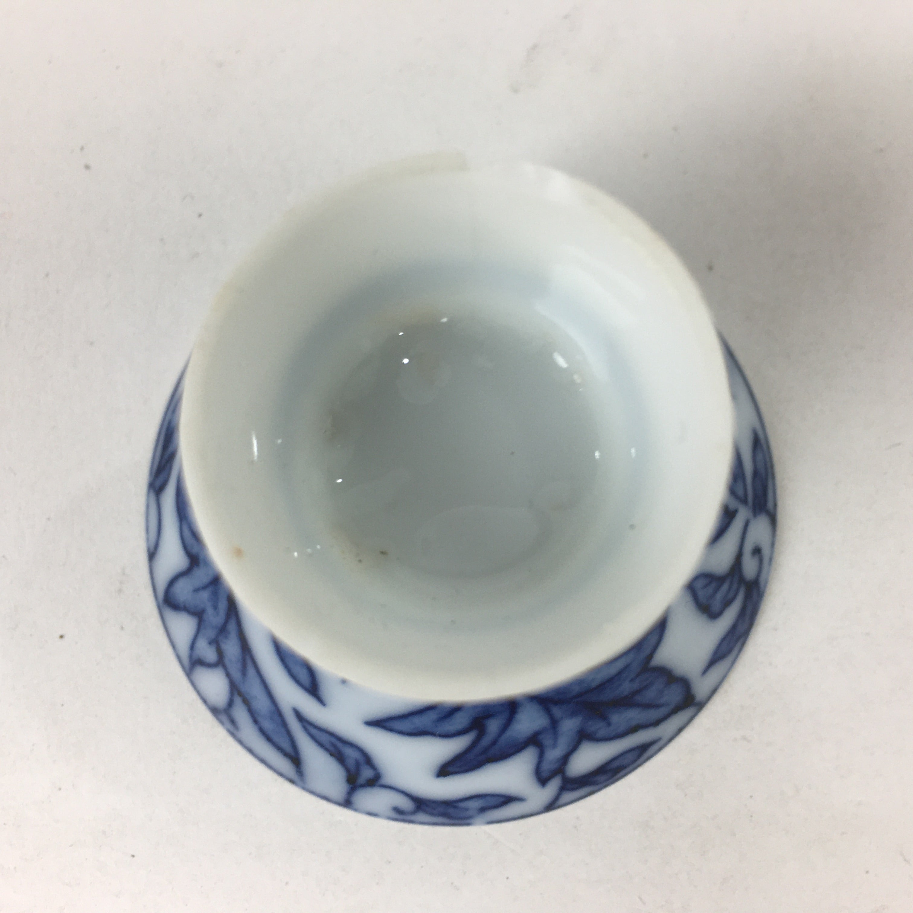 Japanese Porcelain Sake Cup Vtg Leaves Kohai Guinomi Ochoko Sakazuki G42