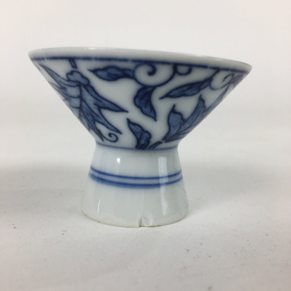 Japanese Porcelain Sake Cup Vtg Leaves Kohai Guinomi Ochoko Sakazuki G42