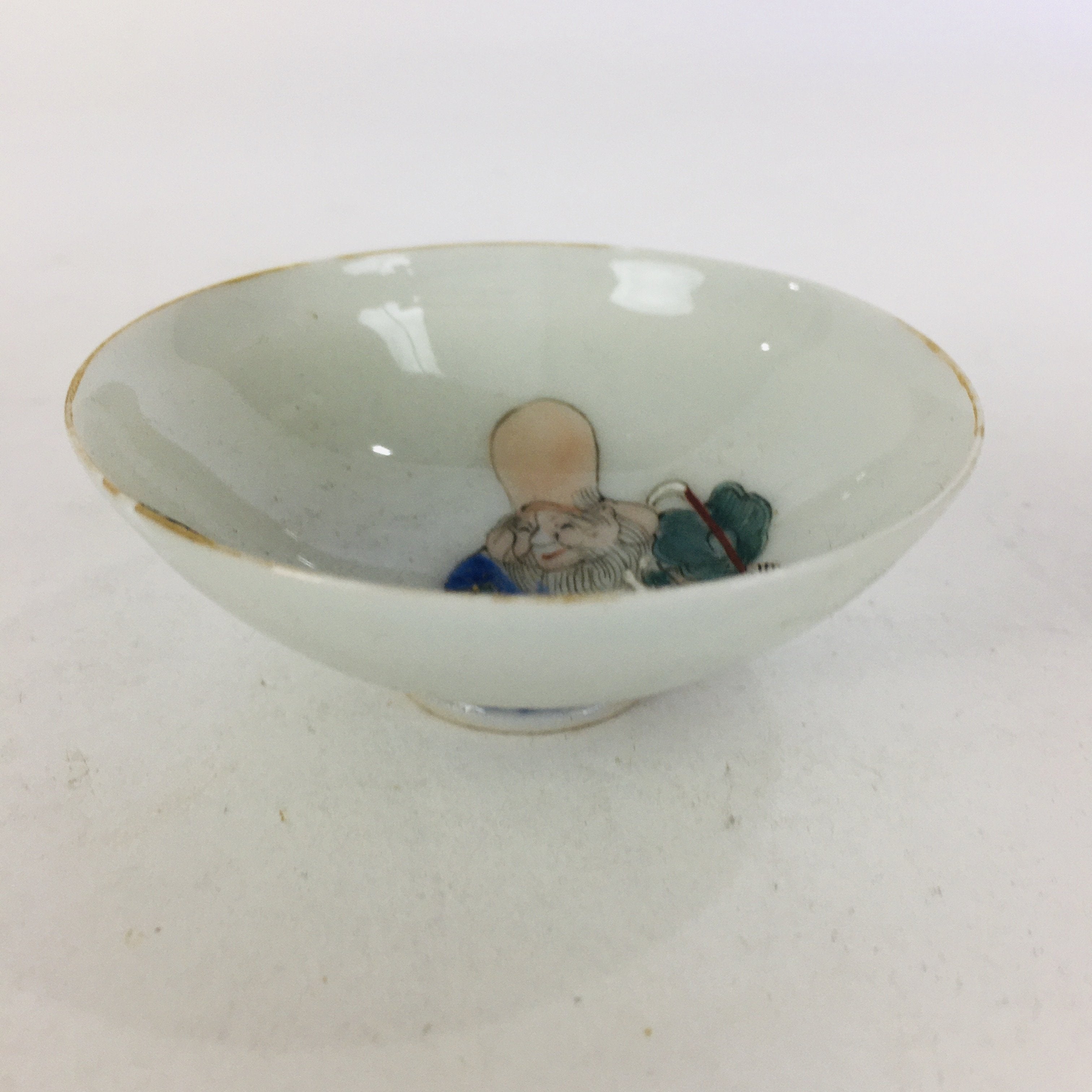 Japanese Porcelain Sake Cup Vtg ＆Lucky Gots Jyurojin Turtle Guinomi Ochoko GU953