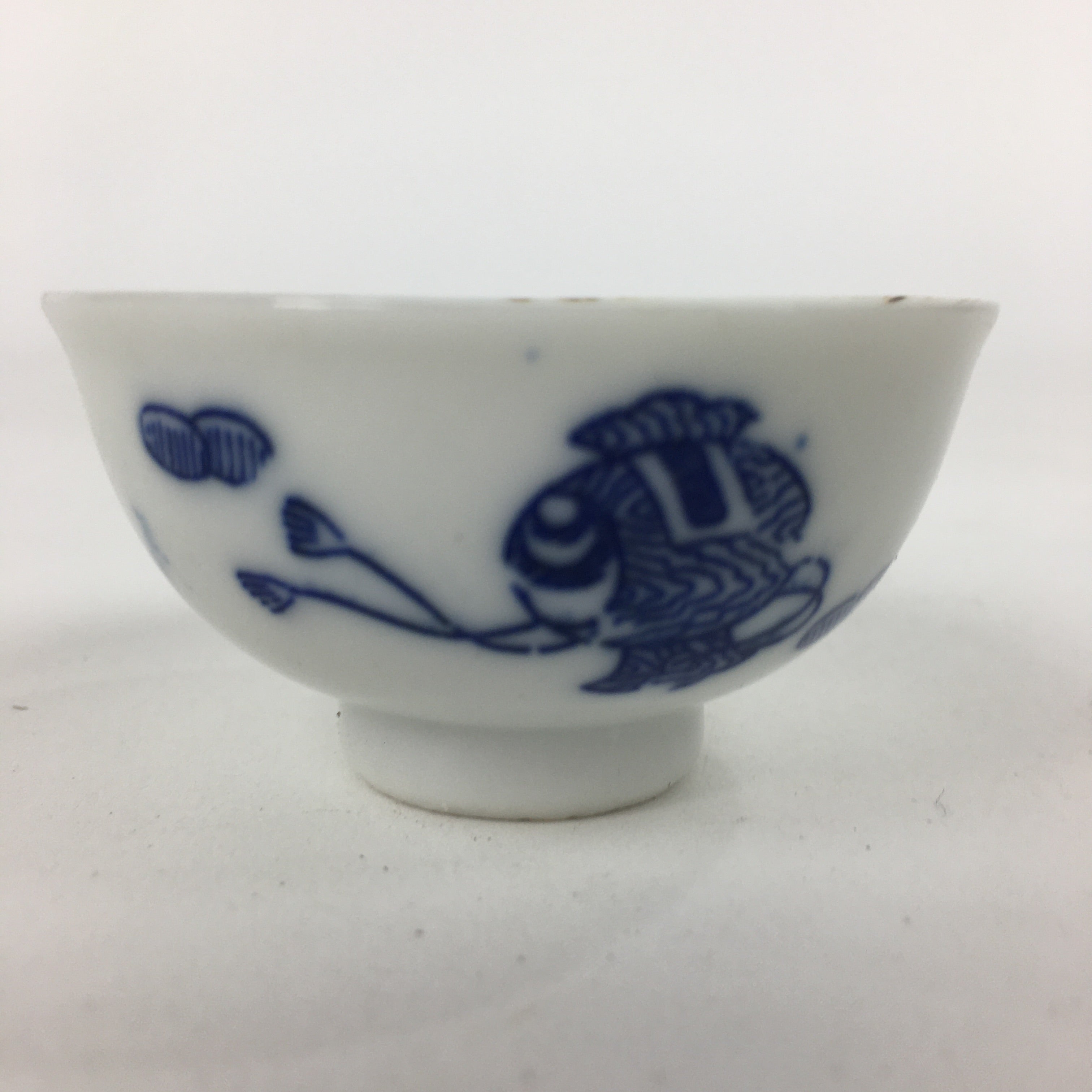 Japanese Porcelain Sake Cup Vtg Money Gavel White Guinomi Ochoko G27