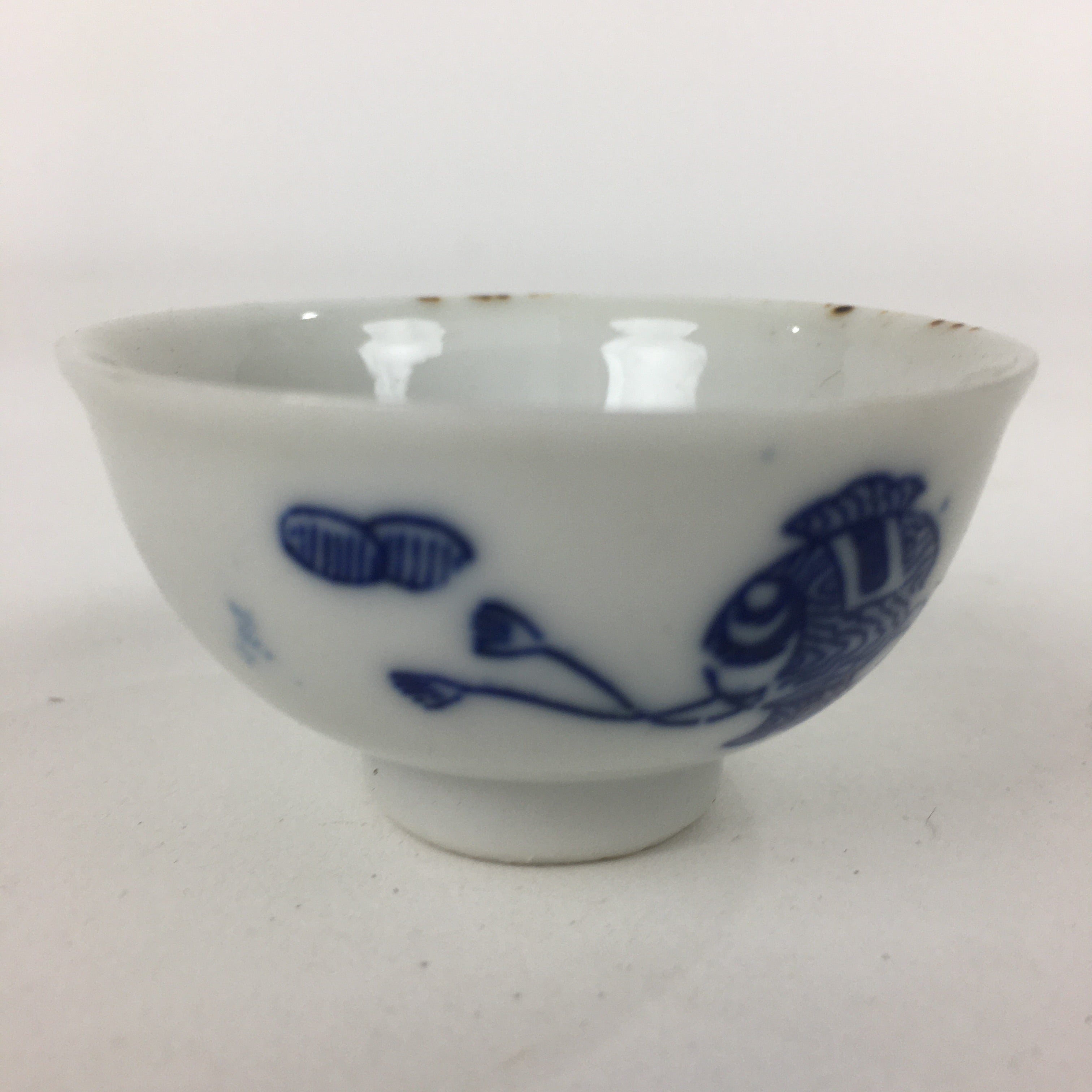 Japanese Porcelain Sake Cup Vtg Money Gavel White Guinomi Ochoko G27