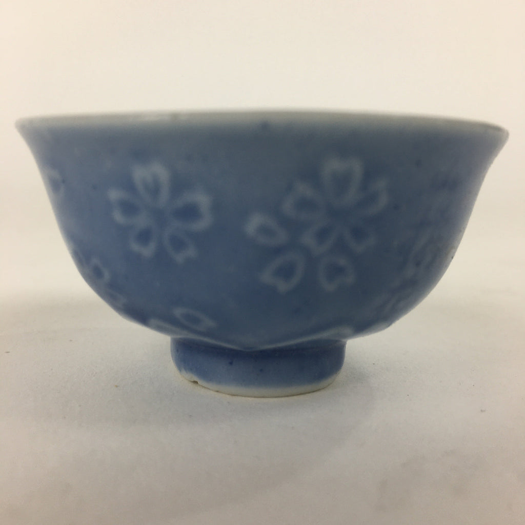 Japanese Porcelain Sake Cup Vtg Poetry Design Blue Guinomi Ochoko G39