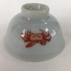 Japanese Porcelain Sake Cup Vtg Red Crab Design White Guinomi Ochoko G15