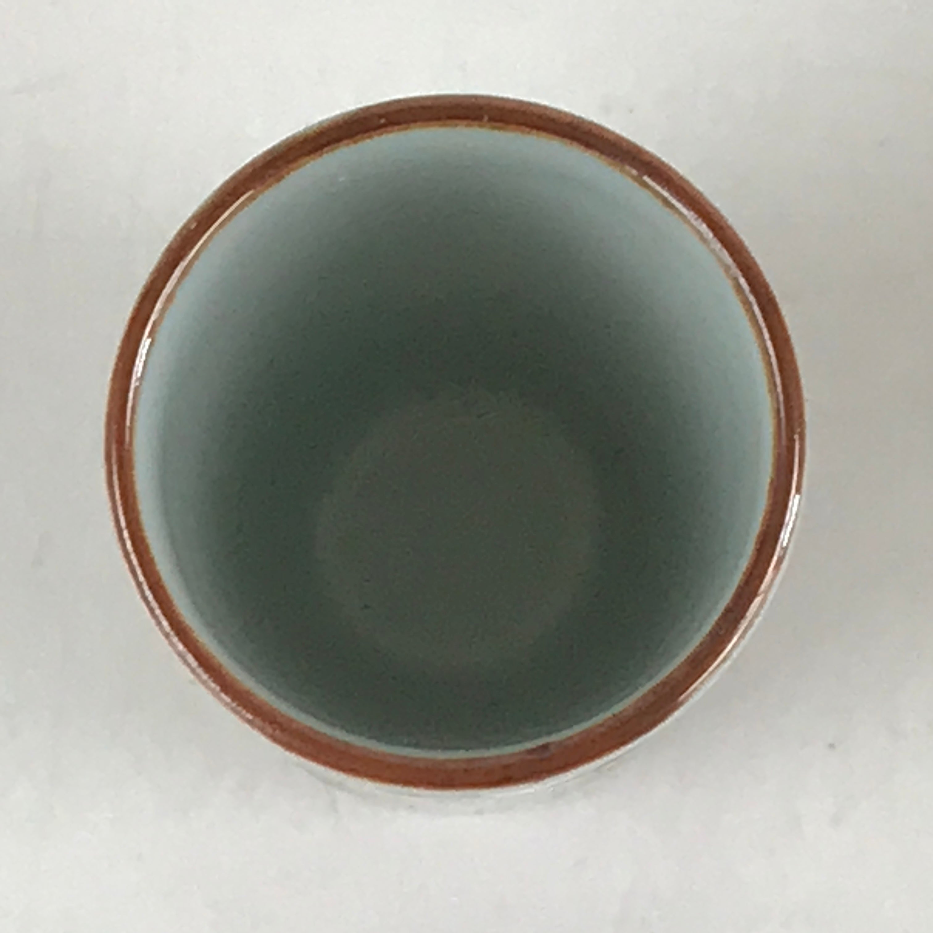 Japanese Porcelain Sake Cup Vtg Red Green Bamboo Guinomi Ochoko White G62