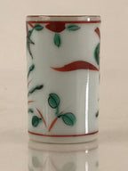 Japanese Porcelain Sake Cup Vtg Red Green Bamboo Guinomi Ochoko White G62