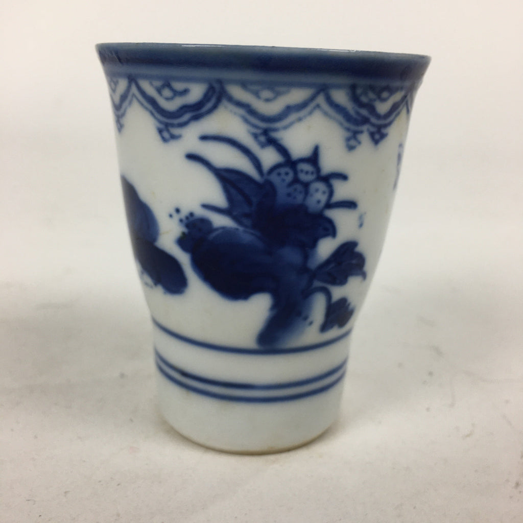 Japanese Porcelain Sake Cup Vtg Sometsuke Blue Children Guinomi Ochoko G8