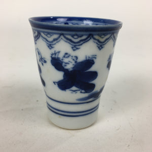 Japanese Porcelain Sake Cup Vtg Sometsuke Blue Children Guinomi Ochoko G8