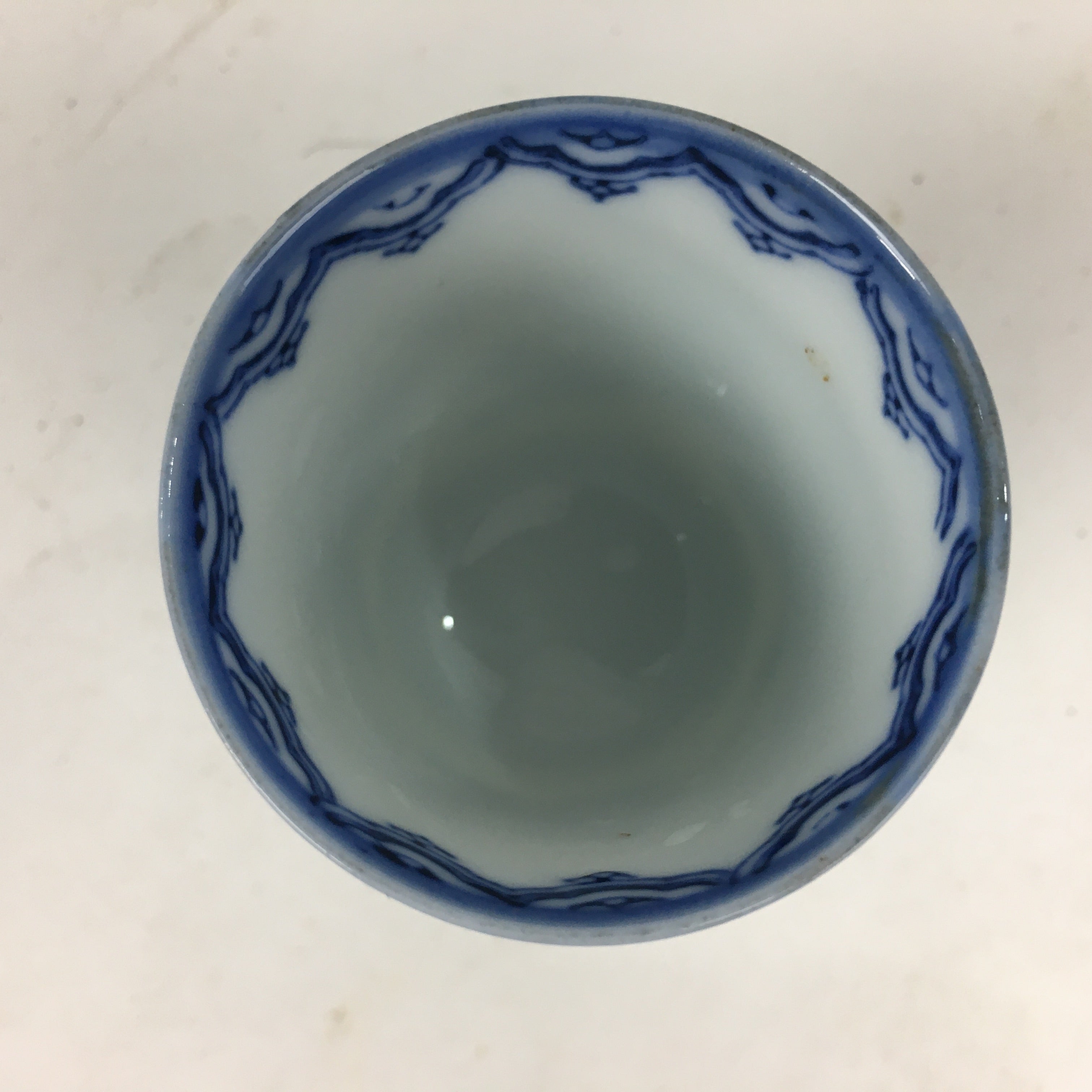 Japanese Porcelain Sake Cup Vtg Sometsuke Blue Children Guinomi Ochoko G9