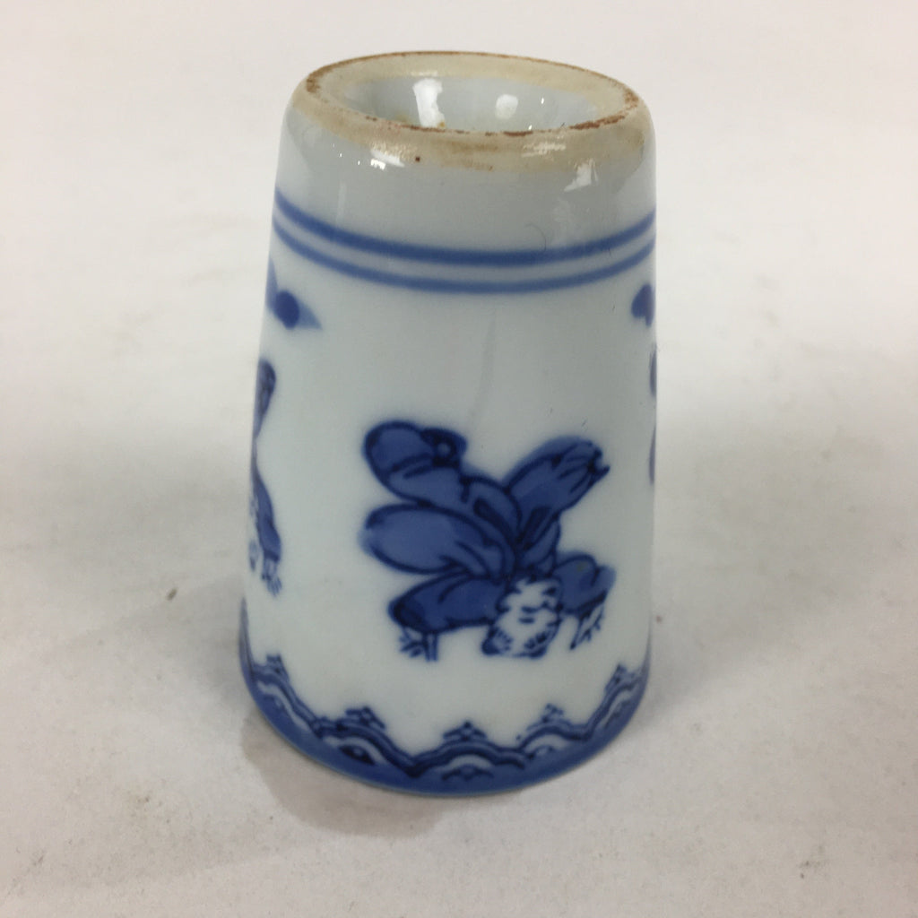 Japanese Porcelain Sake Cup Vtg Sometsuke Blue Children Guinomi Ochoko G9