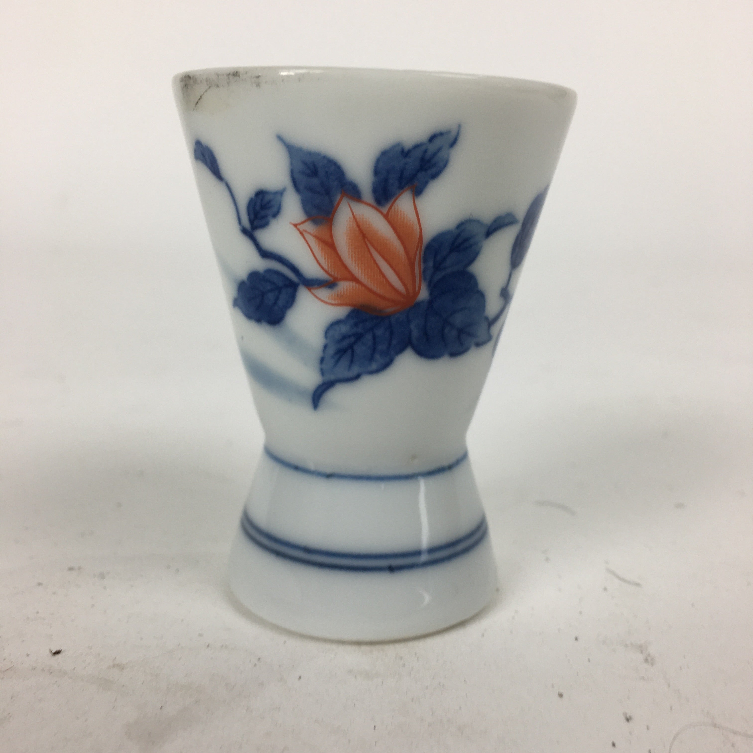 Japanese Porcelain Sake Cup Vtg Sometsuke Blue Flower Guinomi Ochoko G10