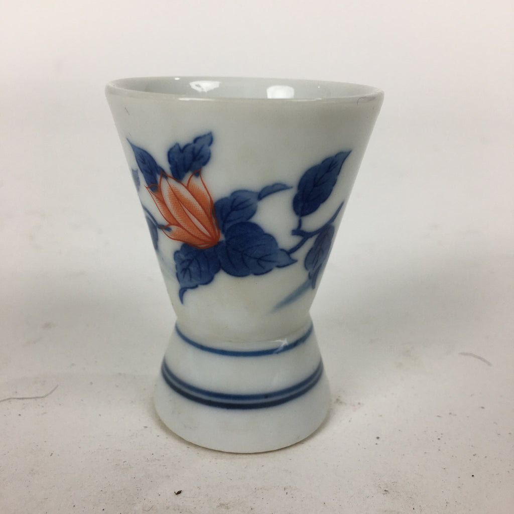 Japanese Porcelain Sake Cup Vtg Sometsuke Blue Flower Guinomi Ochoko G11