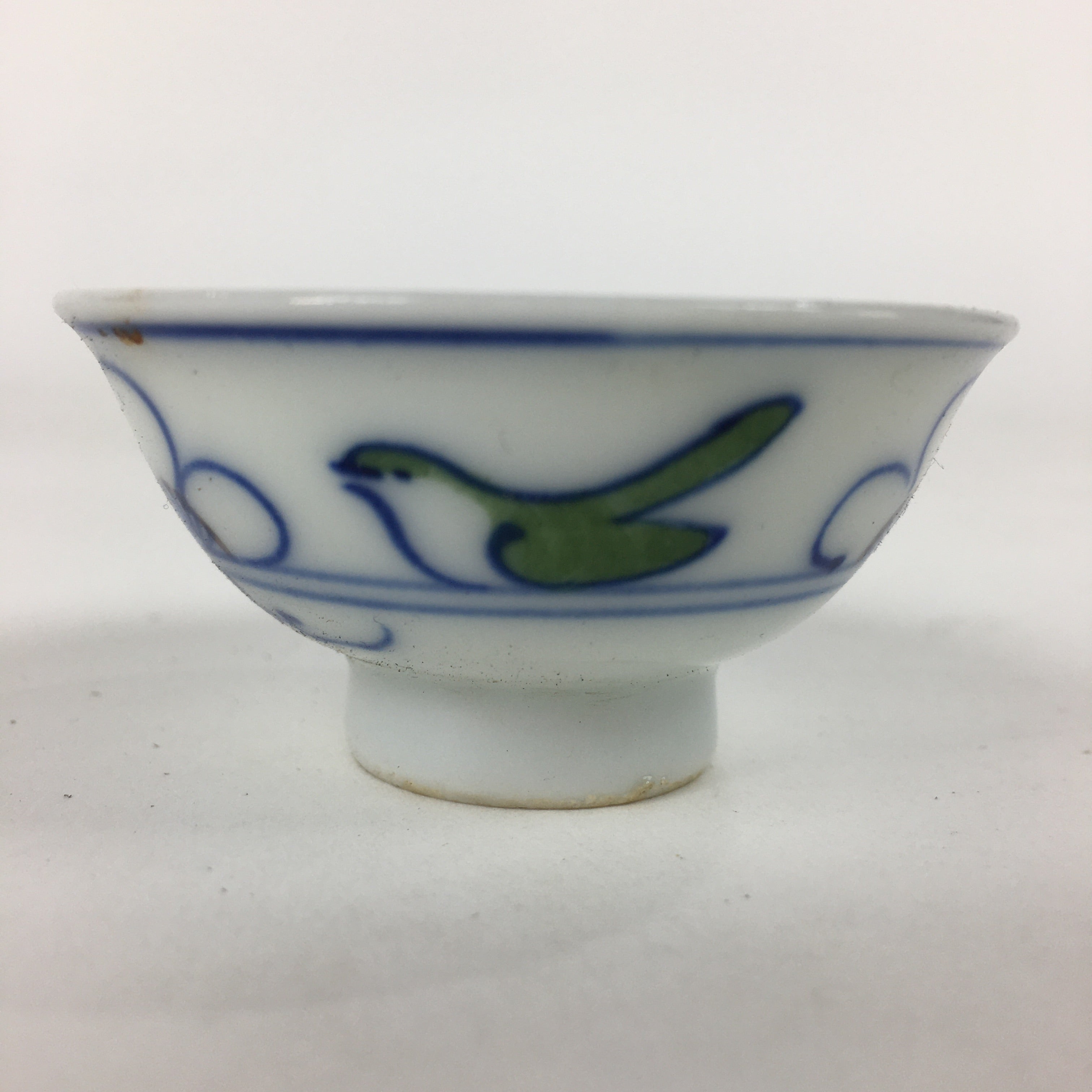 Japanese Porcelain Sake Cup Vtg Sometsuke Warbler Guinomi Ochoko G13