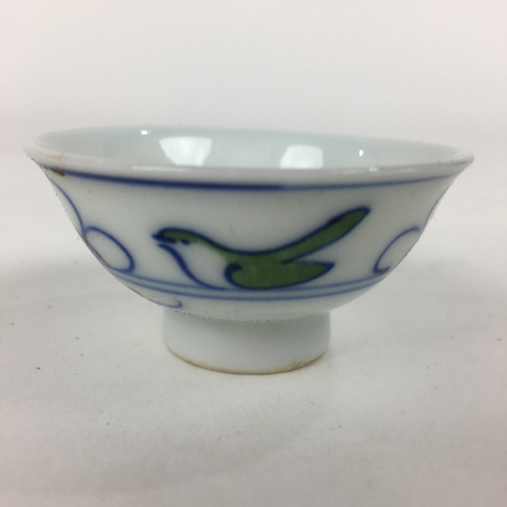 Japanese Porcelain Sake Cup Vtg Sometsuke Warbler Guinomi Ochoko G13