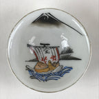 Japanese Porcelain Sake Cup Vtg Treasure Ship Guinomi Ochoko Sakazuki White G67