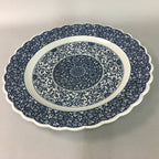 Japanese Porcelain Serving Plate Charger Vtg Centerpiece Floral Blue White PT806