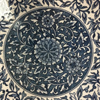 Japanese Porcelain Serving Plate Charger Vtg Centerpiece Floral Blue White PT806