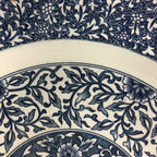 Japanese Porcelain Serving Plate Charger Vtg Centerpiece Floral Blue White PT806