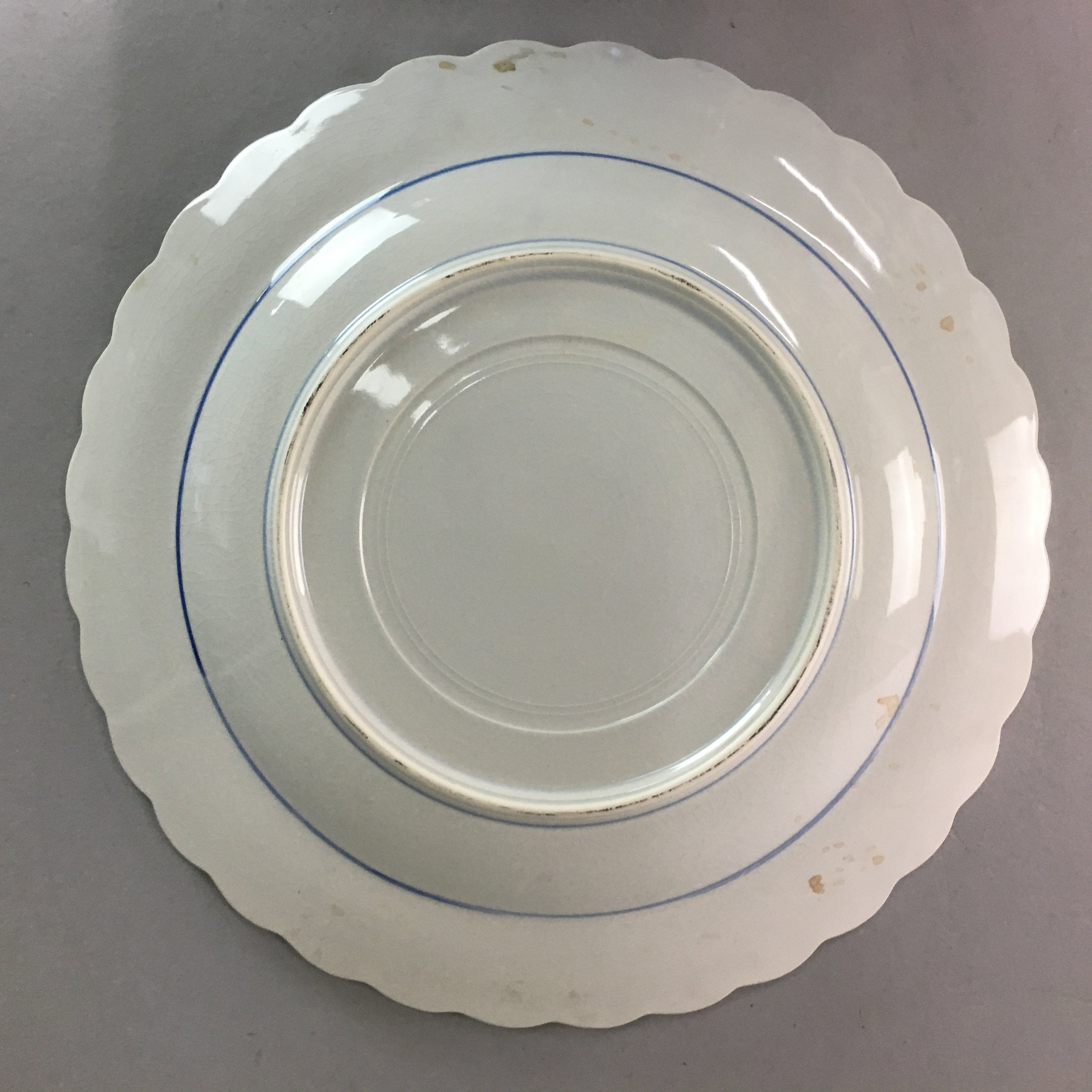 Japanese Porcelain Serving Plate Charger Vtg Centerpiece Floral Blue White PT806