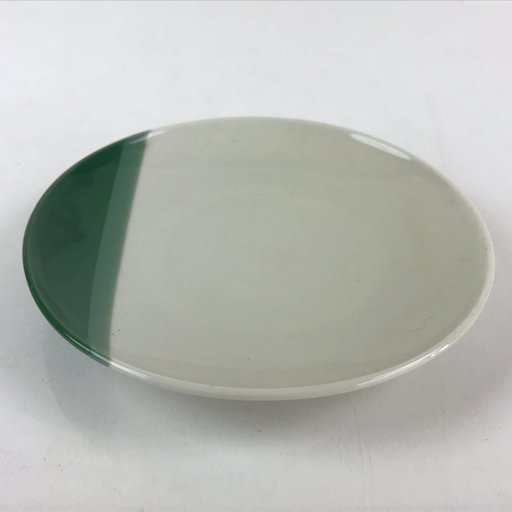 Japanese Porcelain Side Plate Vtg Green White Glaze Small Plate Kozara Torizara