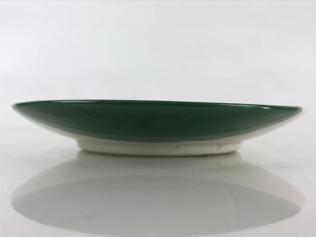 Japanese Porcelain Side Plate Vtg Green White Glaze Small Plate Kozara Torizara