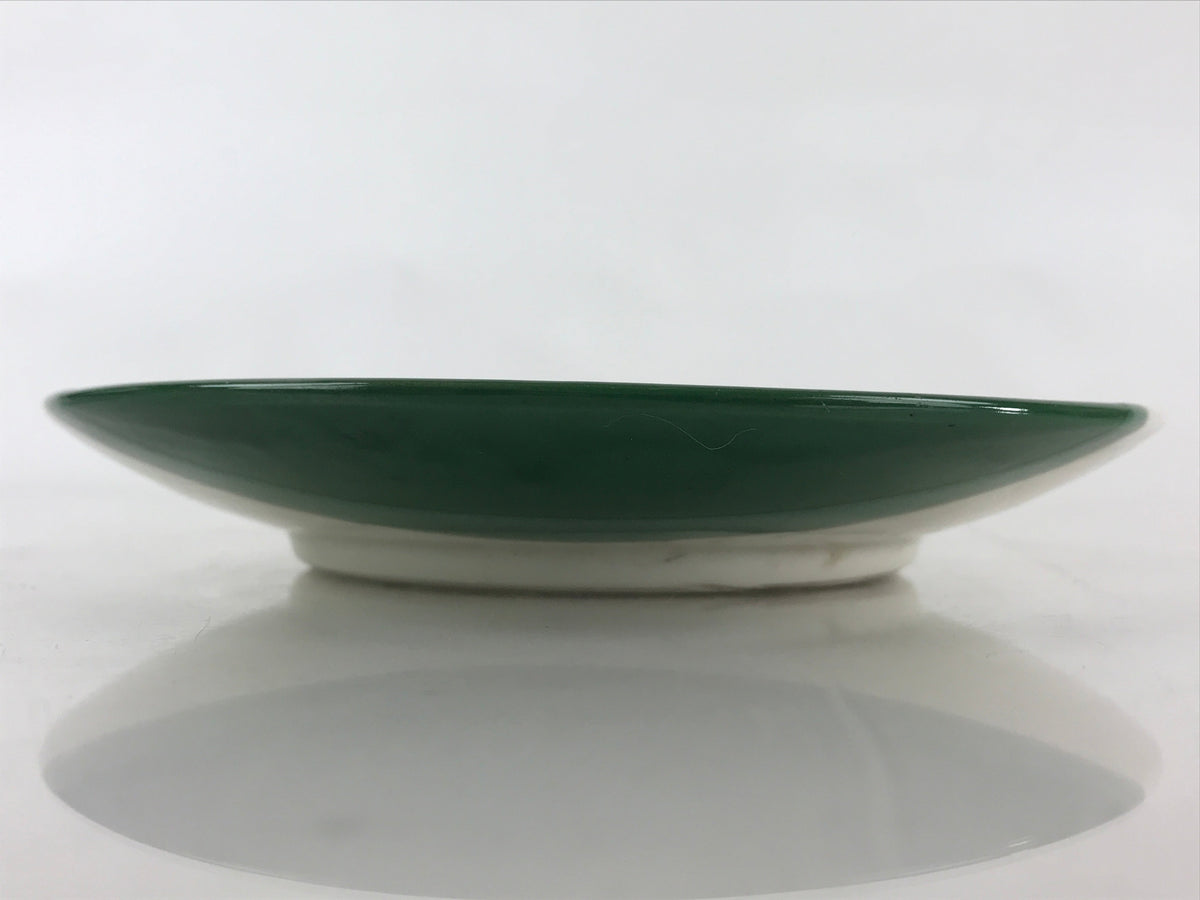 Japanese Porcelain Side Plate Vtg Green White Glaze Small Plate Kozara Torizara