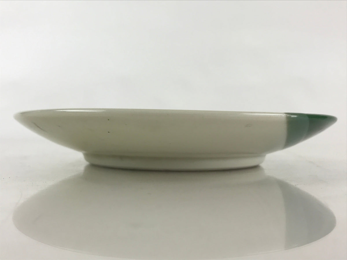 Japanese Porcelain Side Plate Vtg Green White Glaze Small Plate Kozara Torizara