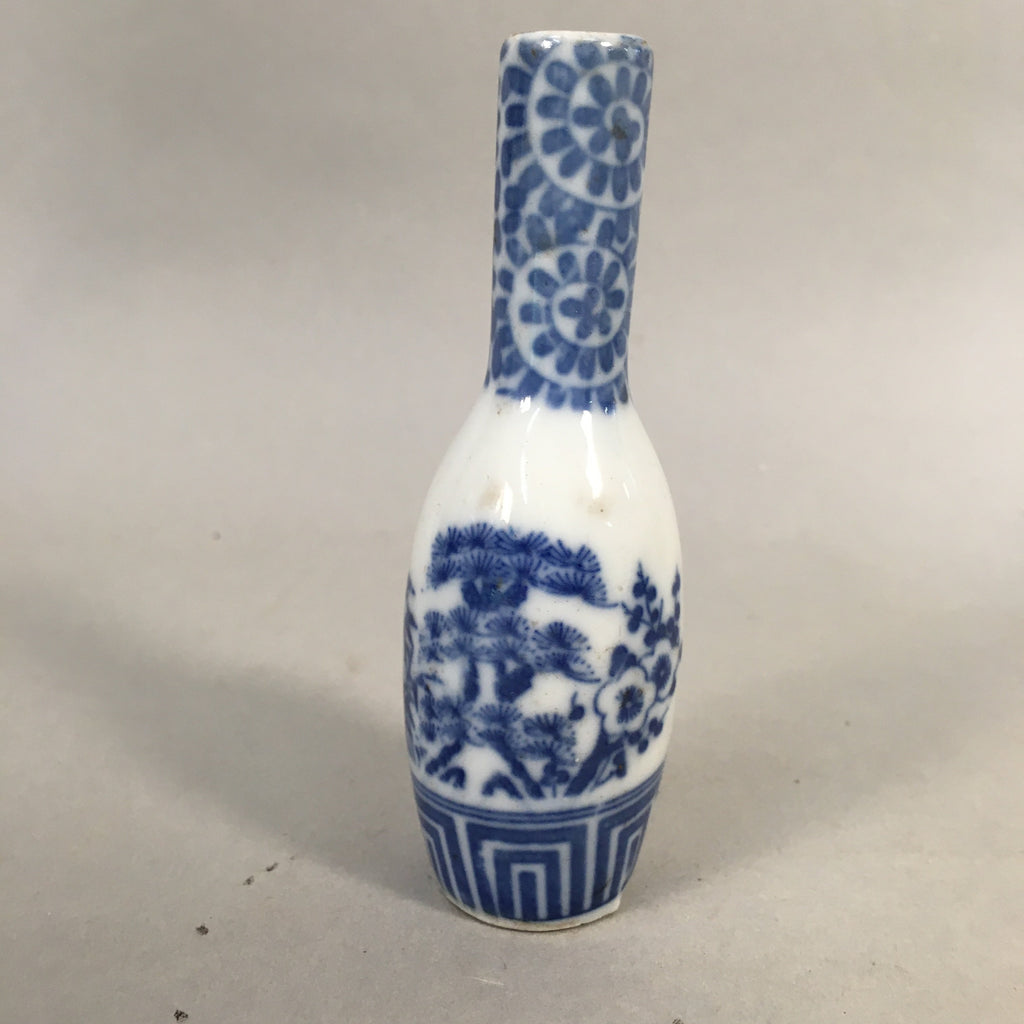 Japanese Porcelain Single Flower Vase Kabin Vtg Sometsuke White Blue MFV75