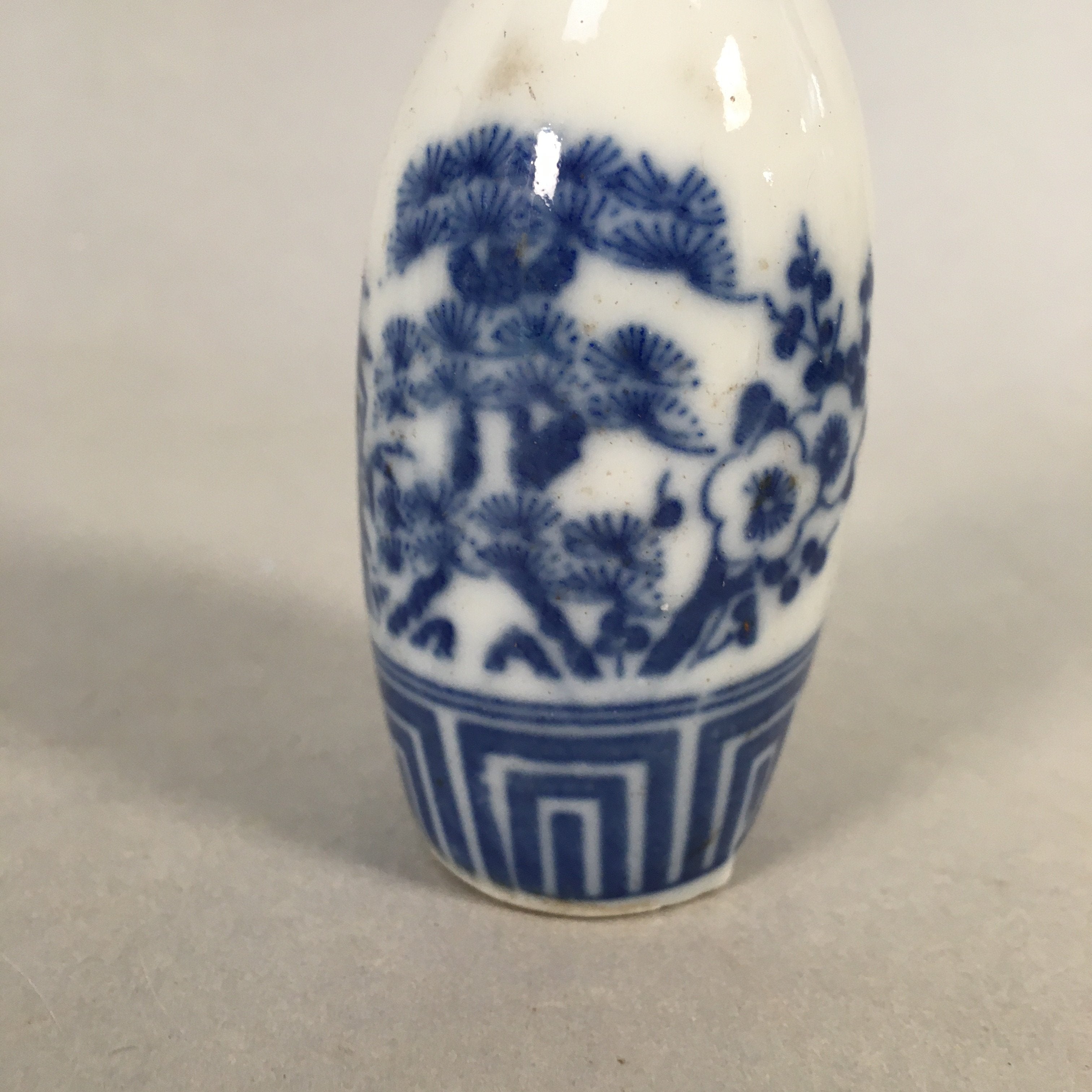 Japanese Porcelain Single Flower Vase Kabin Vtg Sometsuke White Blue MFV75