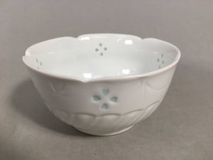 Japanese Porcelain Small Bowl Arita ware Vtg Kobachi White Floral Petal QT106