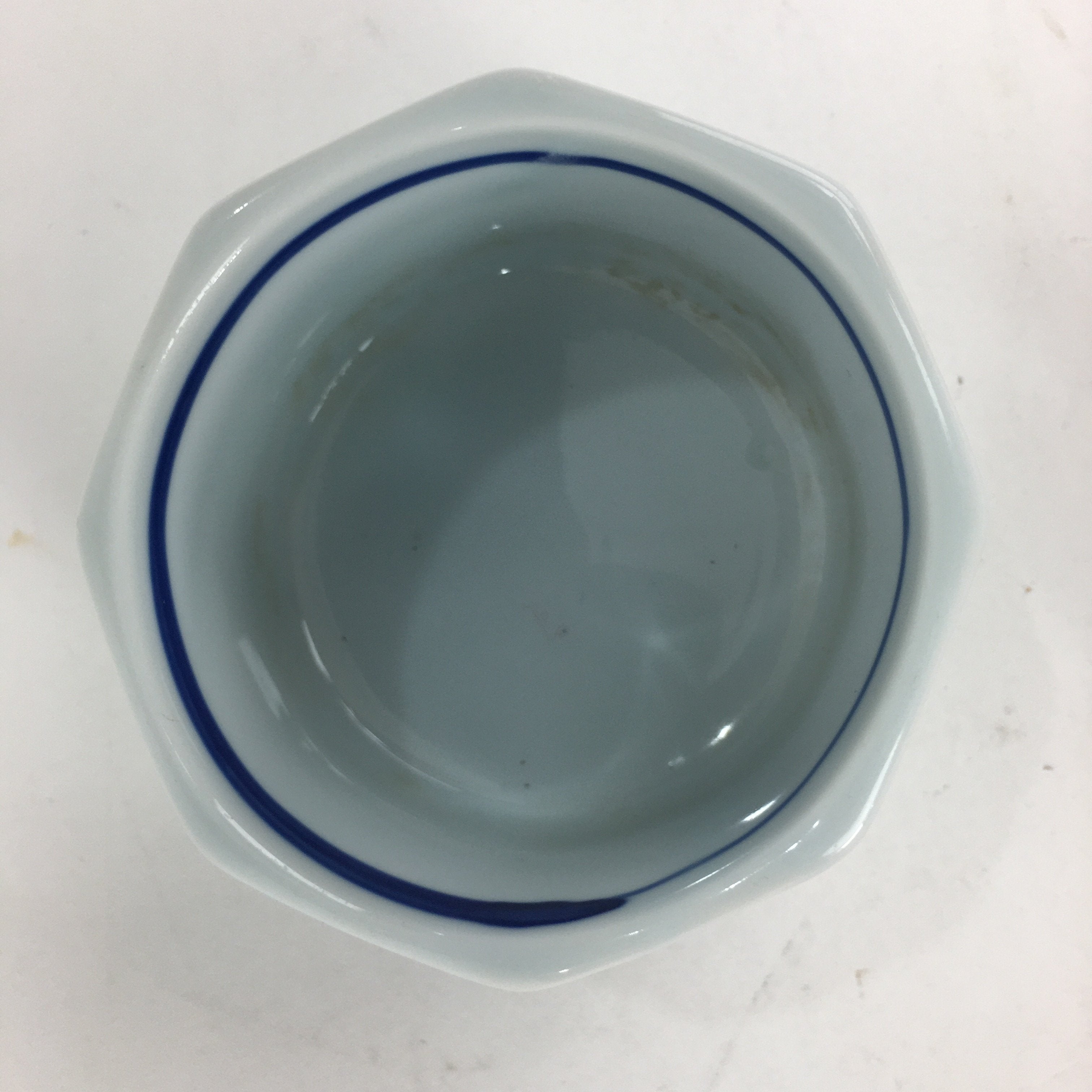 Japanese Porcelain Small Bowl Kobachi Vtg Octagon Shape Blue Red Radish PP675