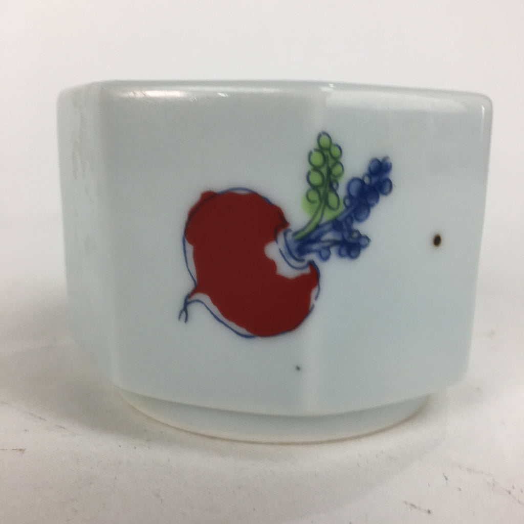 Japanese Porcelain Small Bowl Kobachi Vtg Octagon Shape Blue Red Radish PP676