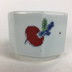 Japanese Porcelain Small Bowl Kobachi Vtg Octagon Shape Blue Red Radish PP676