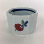 Japanese Porcelain Small Bowl Kobachi Vtg Octagon Shape Blue Red Radish PP702