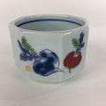 Japanese Porcelain Small Bowl Kobachi Vtg Octagon Shape Blue Red Radish PP703