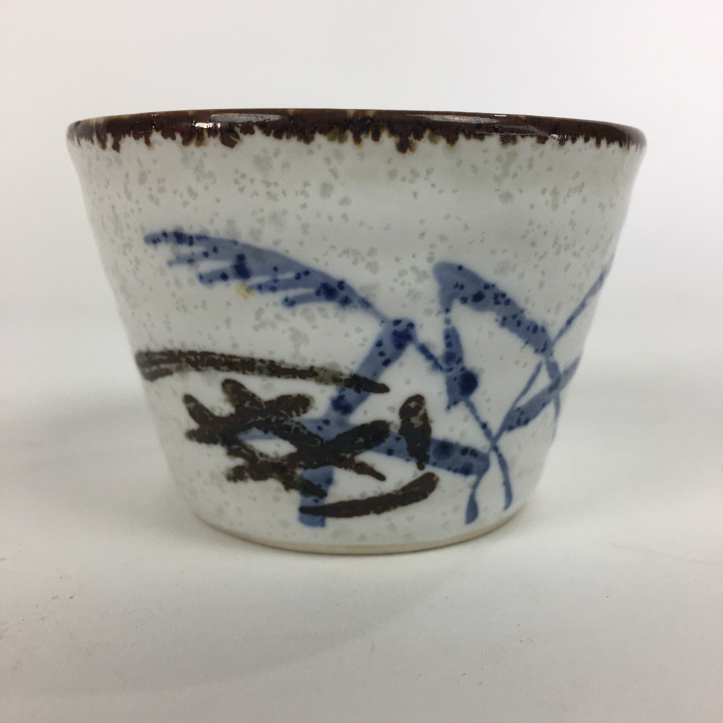 Japanese Porcelain Small Bowl Kobachi Vtg Round Shape Blue Miscanthus PP718