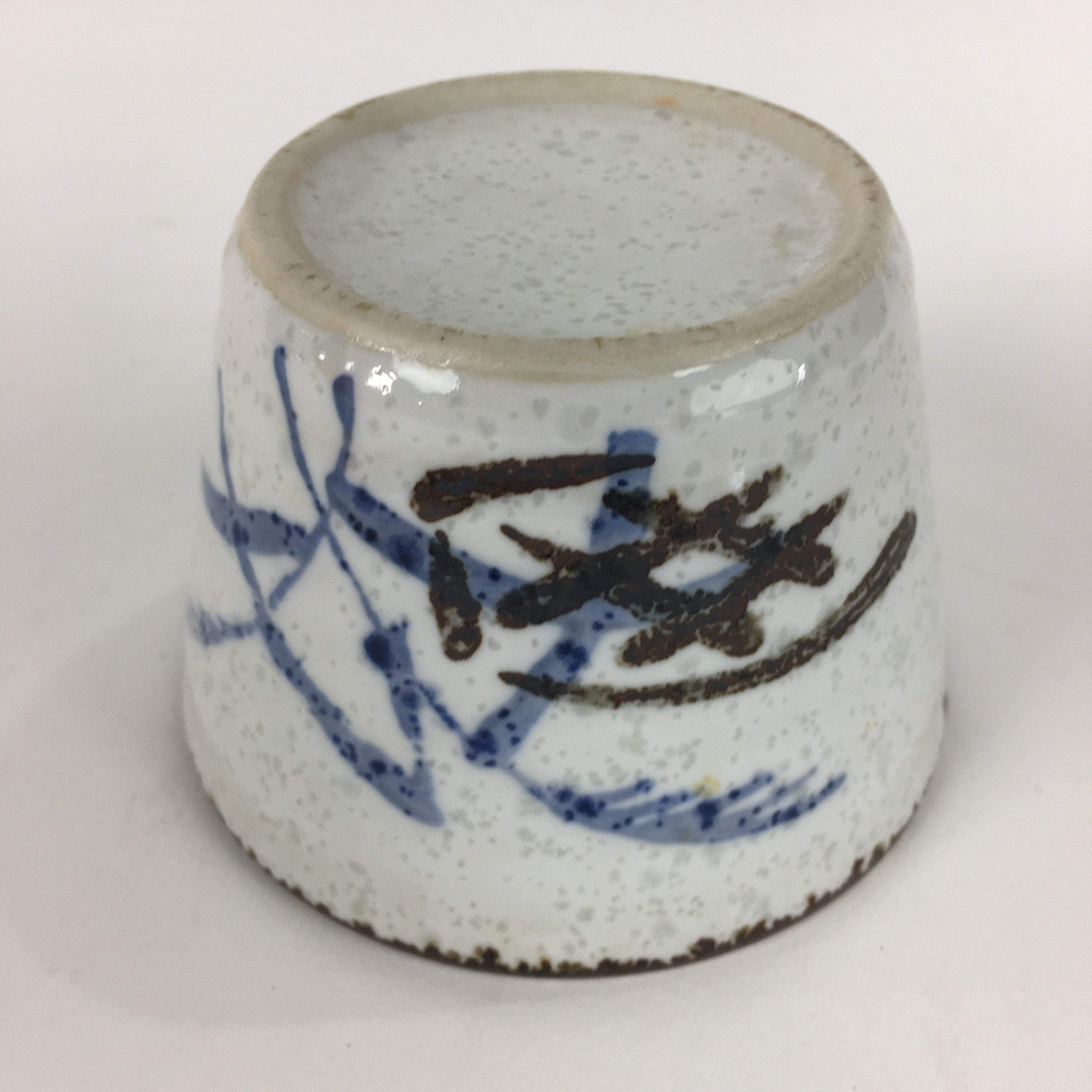 Japanese Porcelain Small Bowl Kobachi Vtg Round Shape Blue Miscanthus PP718