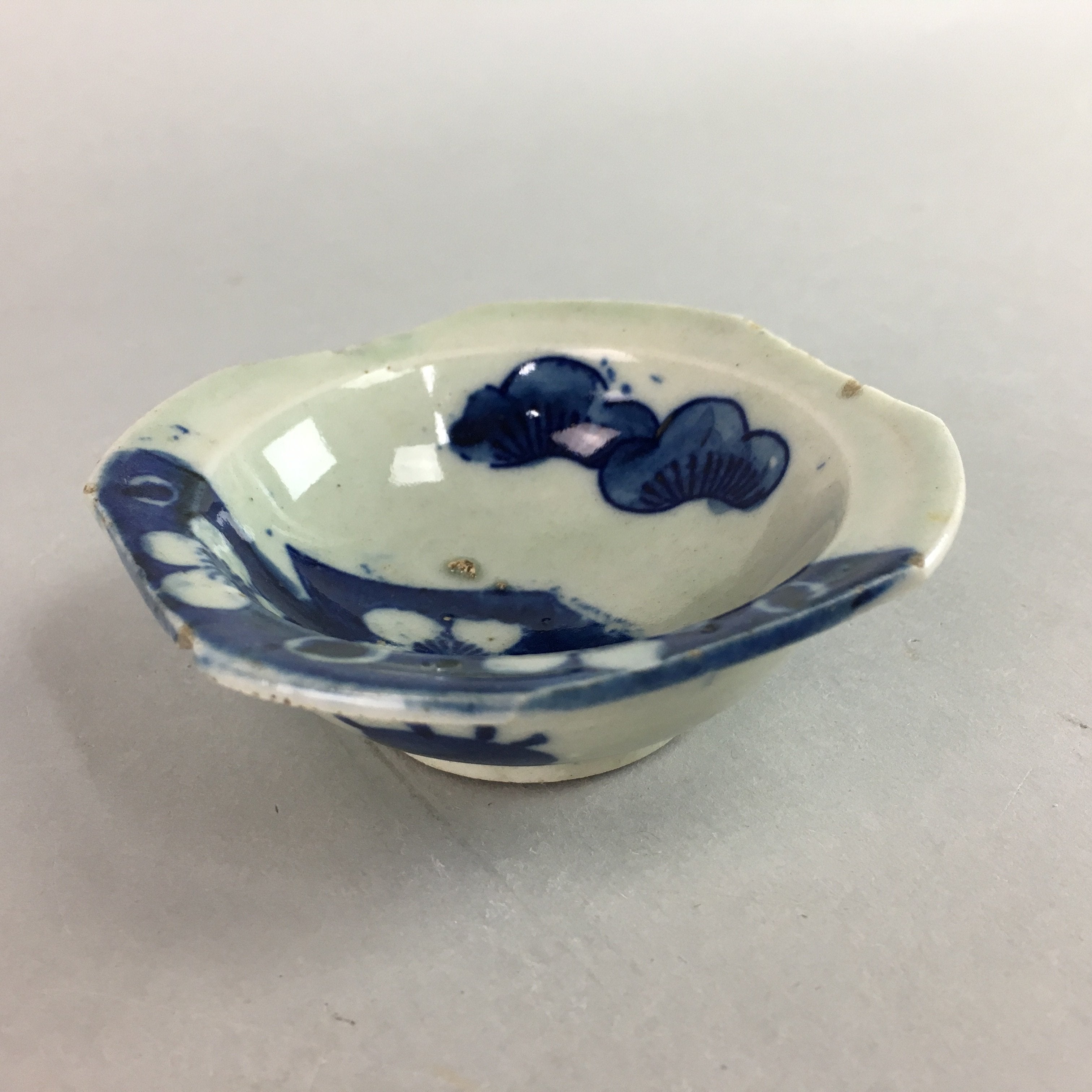 Japanese Porcelain Small Bowl Plate Vtg Kozara Floral Plum Blossom Pine PT927