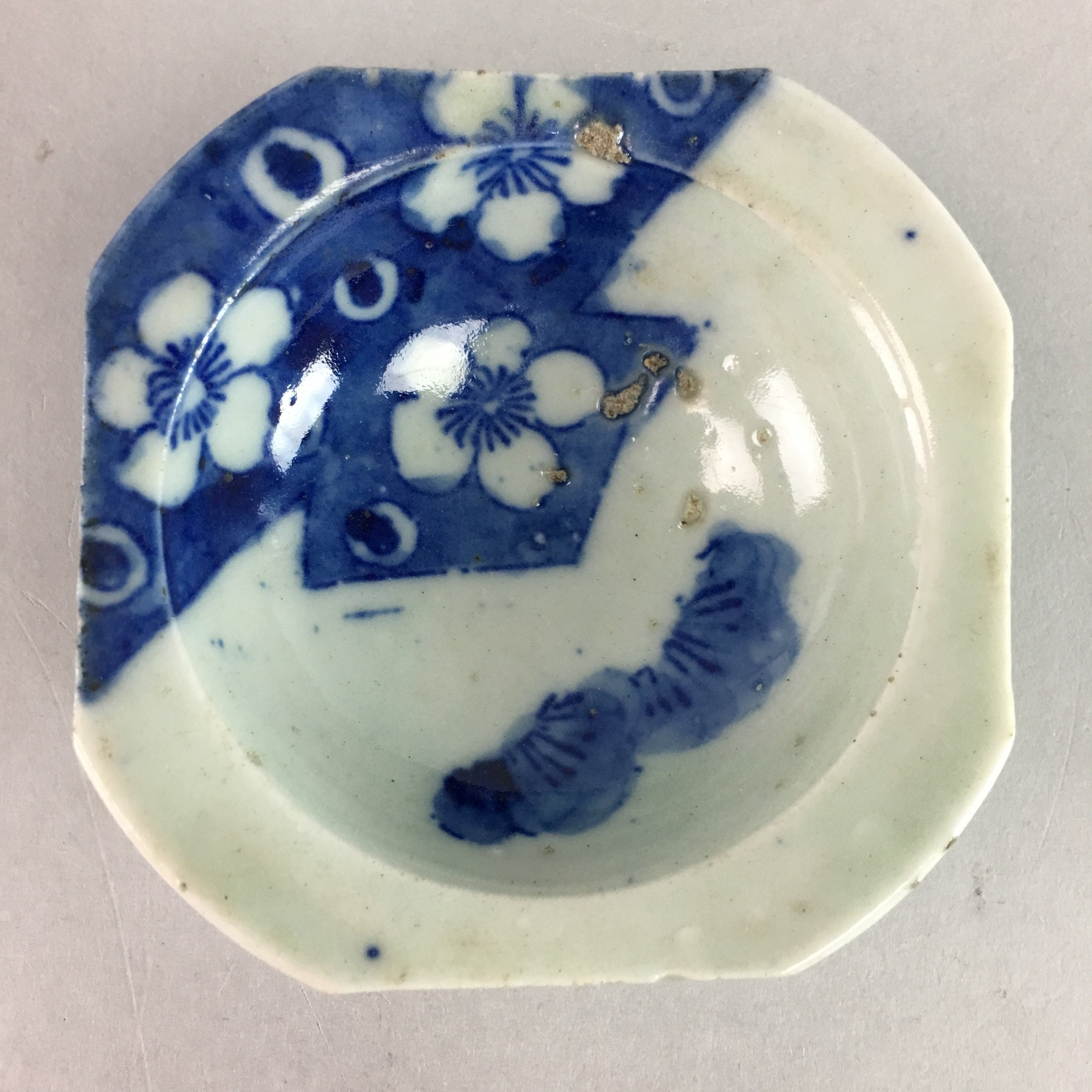 Japanese Porcelain Small Bowl Plate Vtg Kozara Floral Plum Blossom Pine PT929