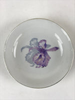 Japanese Porcelain Small Bowl Side Plate Vtg Purple Iris white Kobachi Kozara P