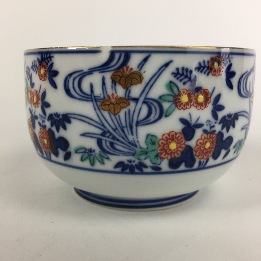 Japanese Porcelain Small Bowl Vtg Kobachi Blue White Flower Sometsuke QT108