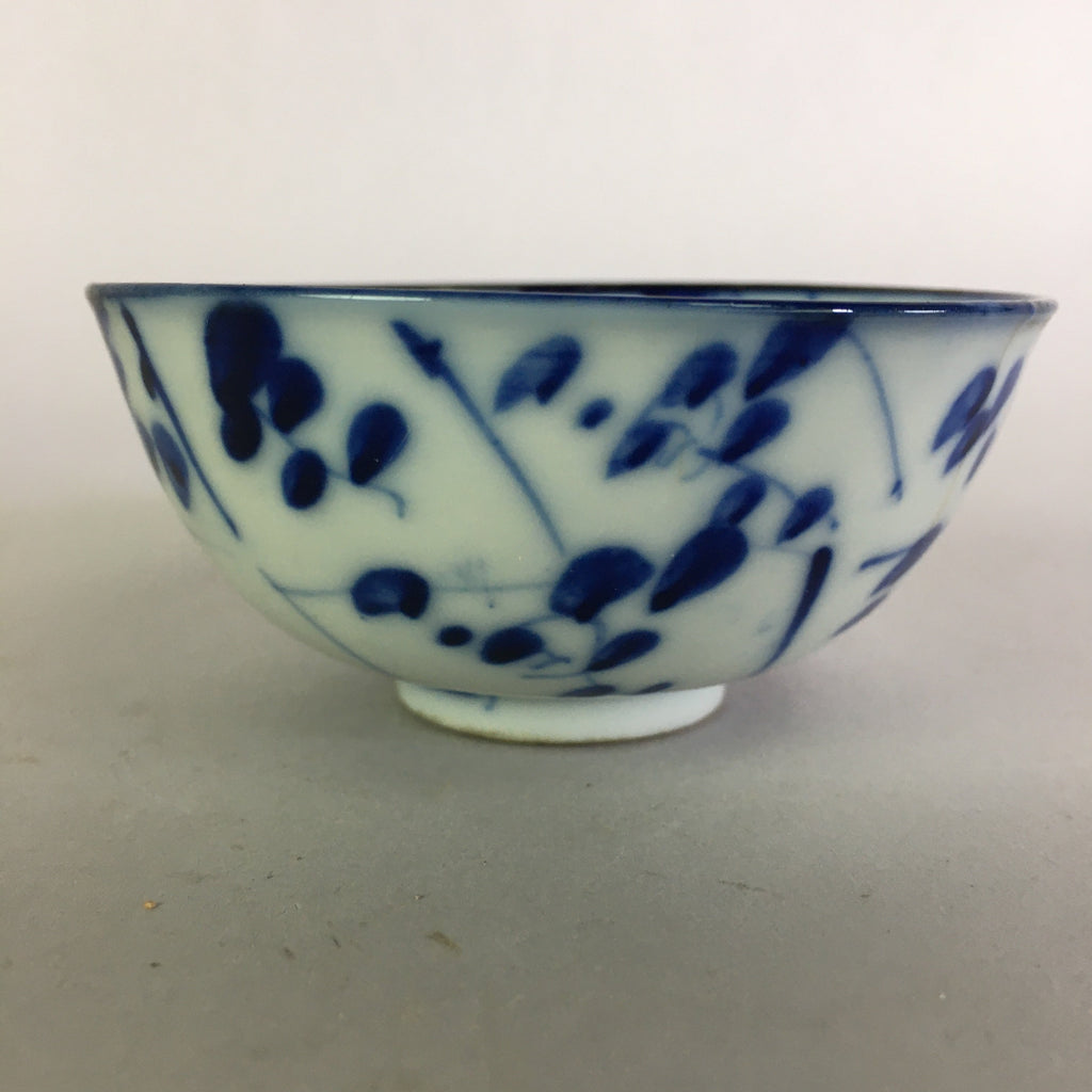 Japanese Porcelain Small Bowl Vtg Kobachi Blue White Leaves Sometsuke PP479