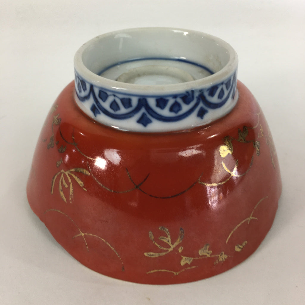 Japanese Porcelain Small Bowl Vtg Kobachi Red White Sometsuke Flower Pattern PP5