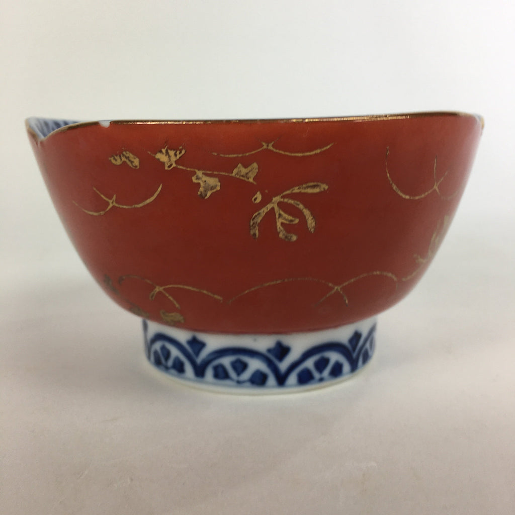 Japanese Porcelain Small Bowl Vtg Kobachi Red White Sometsuke Flower Pattern PP5