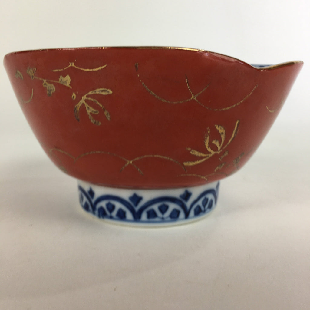 Japanese Porcelain Small Bowl Vtg Kobachi Red White Sometsuke Flower Pattern PP5