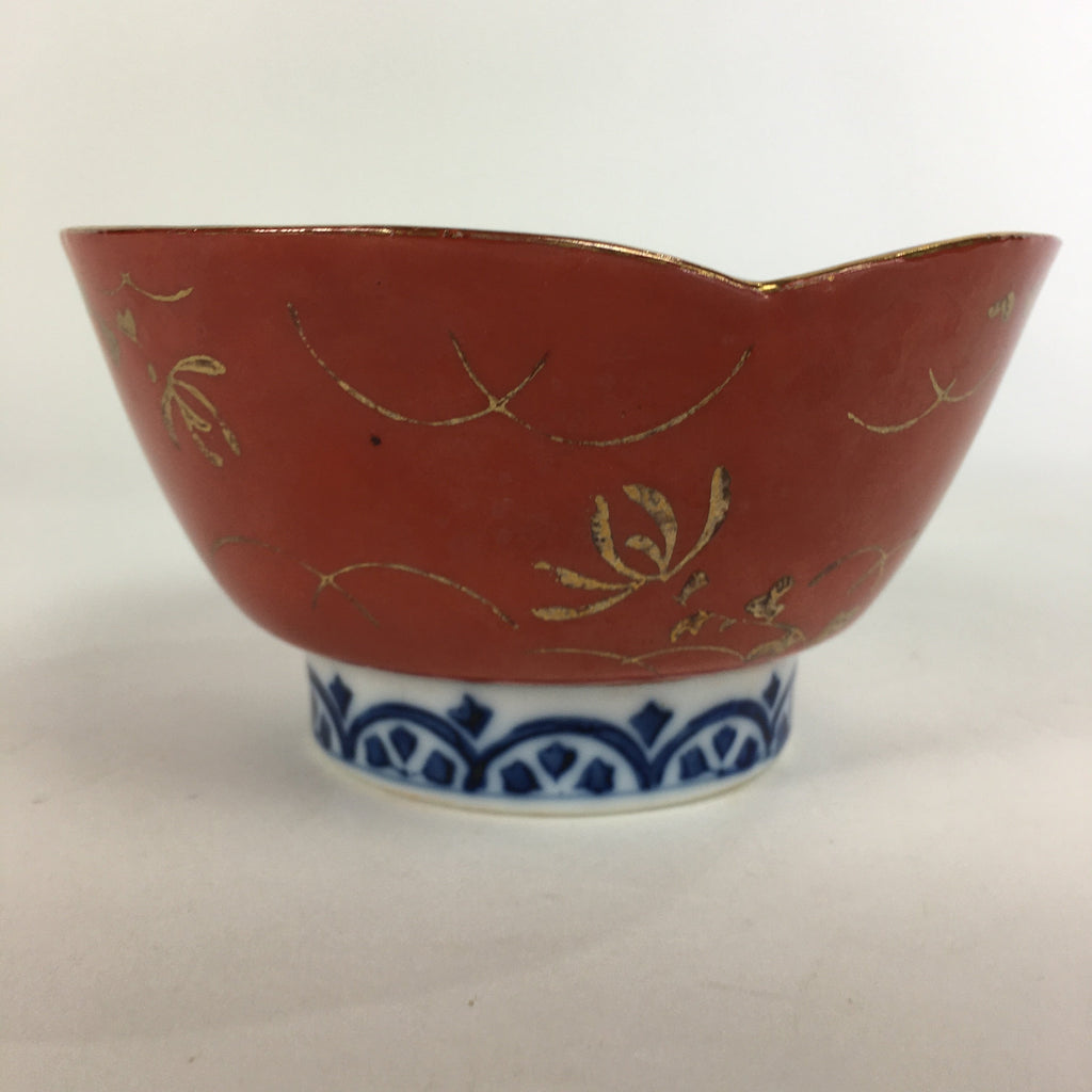 Japanese Porcelain Small Bowl Vtg Kobachi Red White Sometsuke Flower Pattern PP5