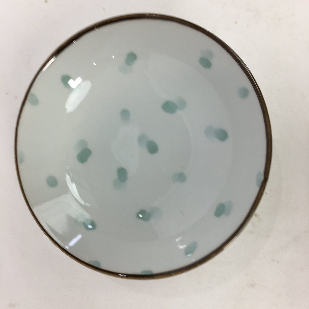 Japanese Porcelain Small Bowl Vtg Kobachi Sometsuke Small Green Polka Dots QT119