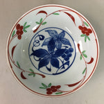 Japanese Porcelain Small Bowl Vtg Kobachi White Blue Red Floral QT66