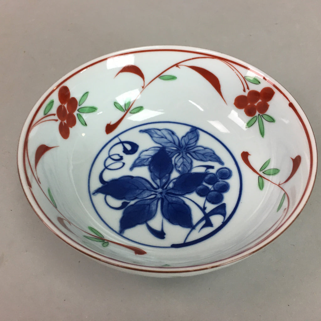 Japanese Porcelain Small Bowl Vtg Kobachi White Blue Red Floral QT66