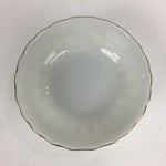 Japanese Porcelain Small Bowl Vtg Shozan White Bowl Wavy Shape Gold Line QT144