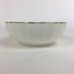 Japanese Porcelain Small Bowl Vtg Shozan White Bowl Wavy Shape Gold Line QT144